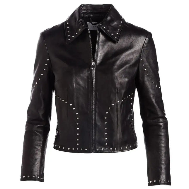 Women’s Army Studded Leather Biker Jacket